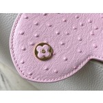 𝐋𝐎𝐔𝐈𝐒𝐕𝐔𝐈𝐓𝐓𝐎𝐍 N83103 Milk Shake White Mix Powder Ostrich Pattern Capuchines Handbag